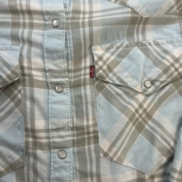 Levi's Women's Size Pearl Snap Button Long Sleeve Shirt Plaid Western Sz Small - Picture 2 of 8